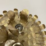 large 43cm Golden Metal Florentiner Leaf Theatre Wall Ceiling Light, Italy, 1960