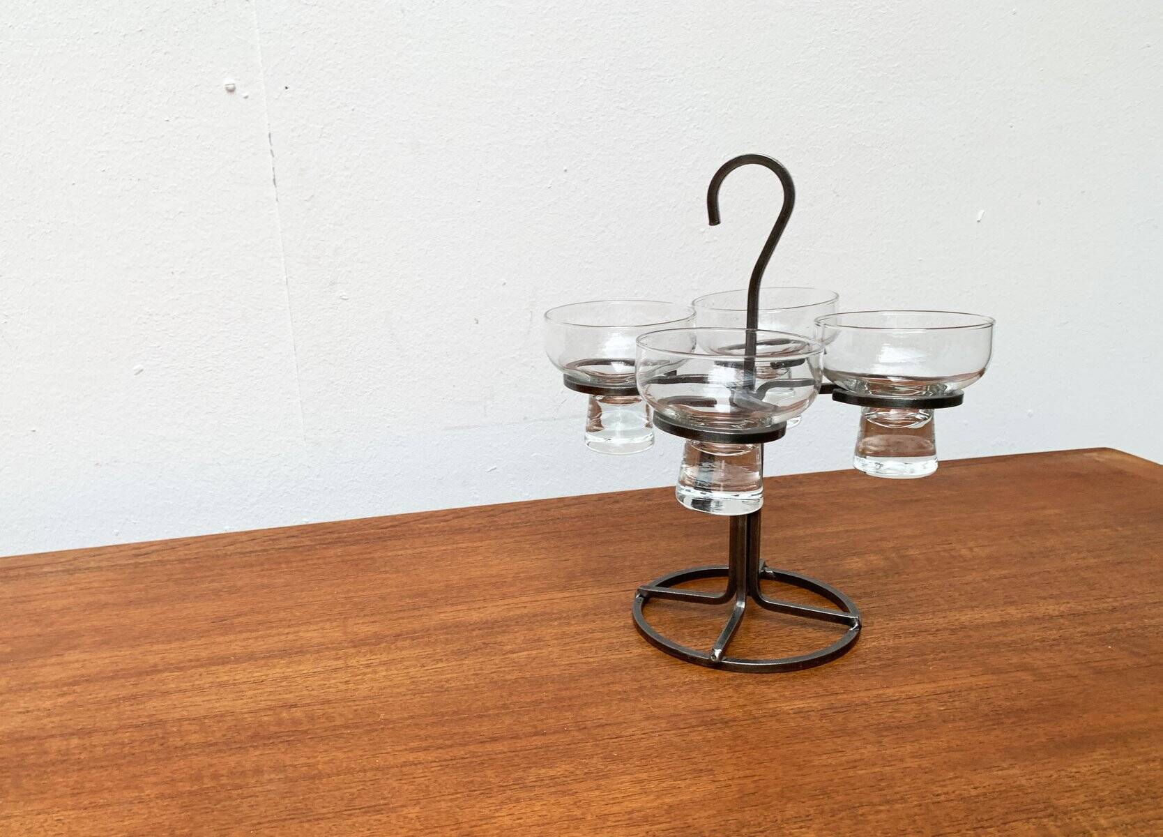 Danish metal and glass candlestick, 1960s