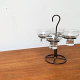 Danish metal and glass candlestick, 1960s