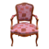 Bergère cabriolet armchair Louis XV in embroidered burgundy silk fabric.