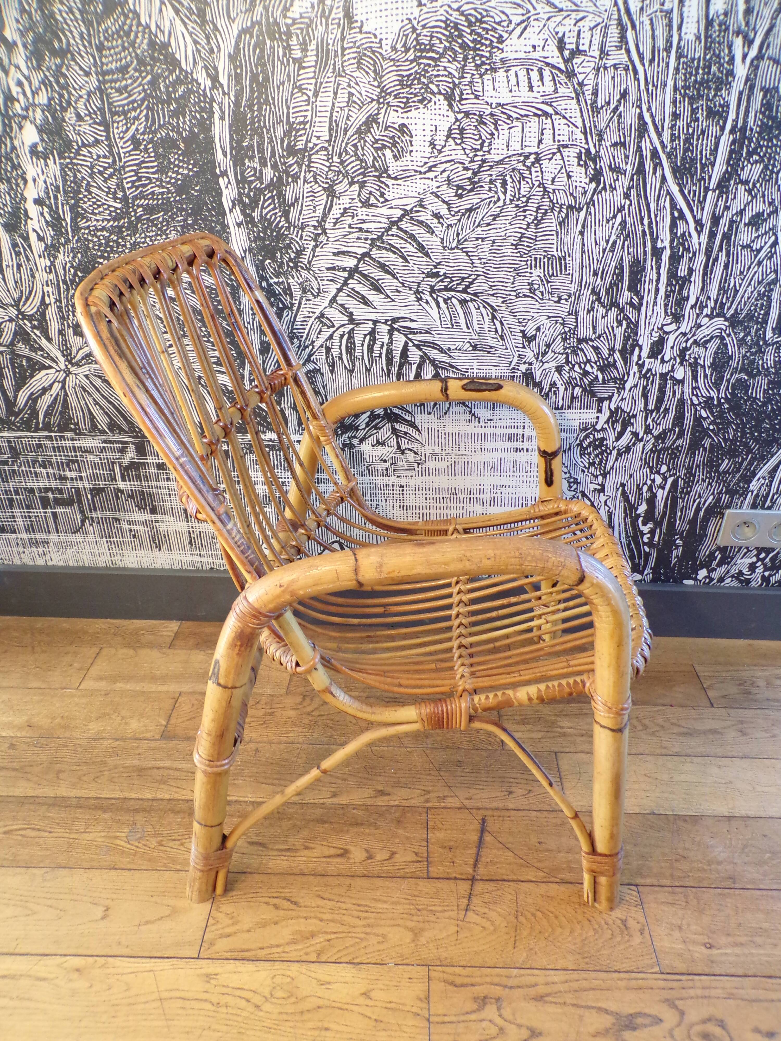 Fauteuil vintage en osier