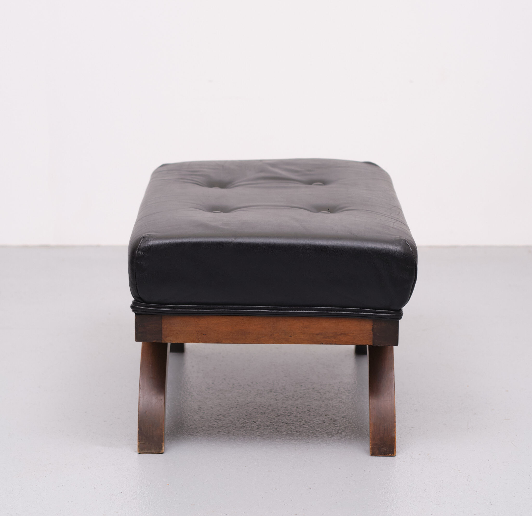 Black Leather Ottoman 1920s England