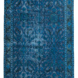 Hand-knotted antique turkish 1980s 146 cm x 263 cm blue rug