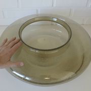 Vintage Brutalist Light X Large Glass Pendant Lamp Mid Century Modern 1980
