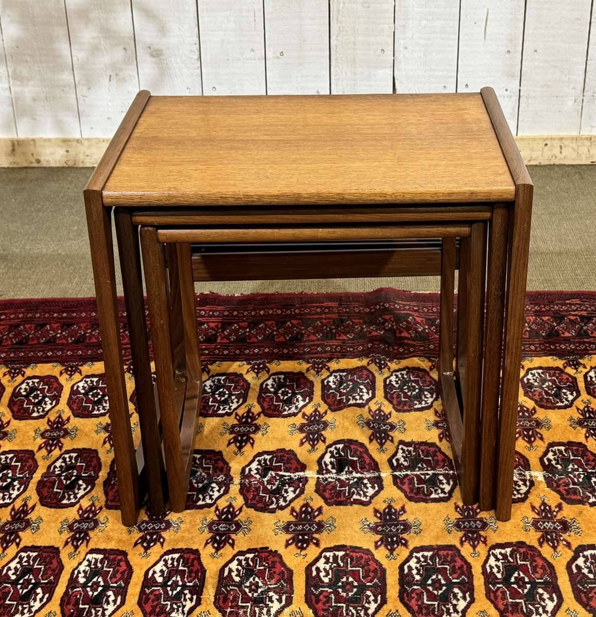 Set of 3 English nesting tables by the brand Gplan from the 1970s in