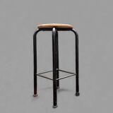 Vintage industrial stool in wood and metal
