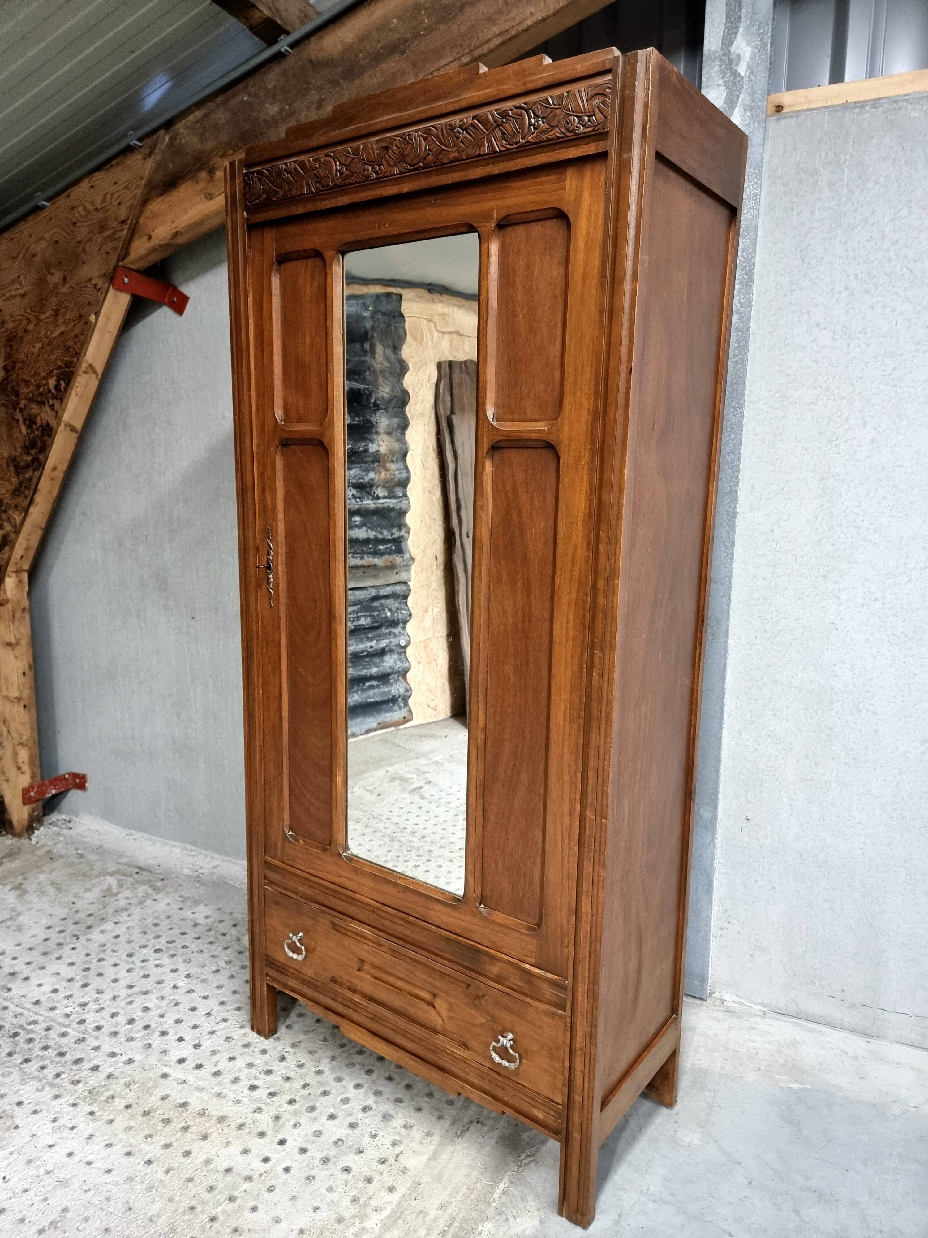Antique French wardrobe with mirror