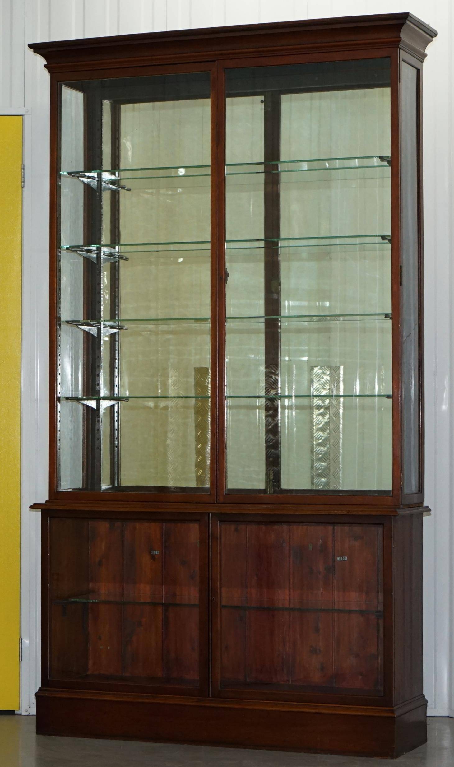 Rare glass-fronted Victorian apothecary cabinet.
