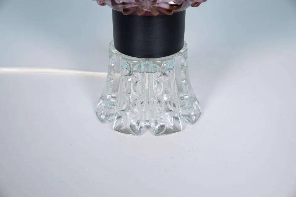 Vintage table lamp in Swedish coloured glass, glass table lamp.