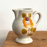 Vintage Maine St Amand earthenware pitcher with floral decorations