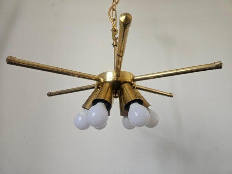 Rare Midcentury Brass Chandelier, 1970s