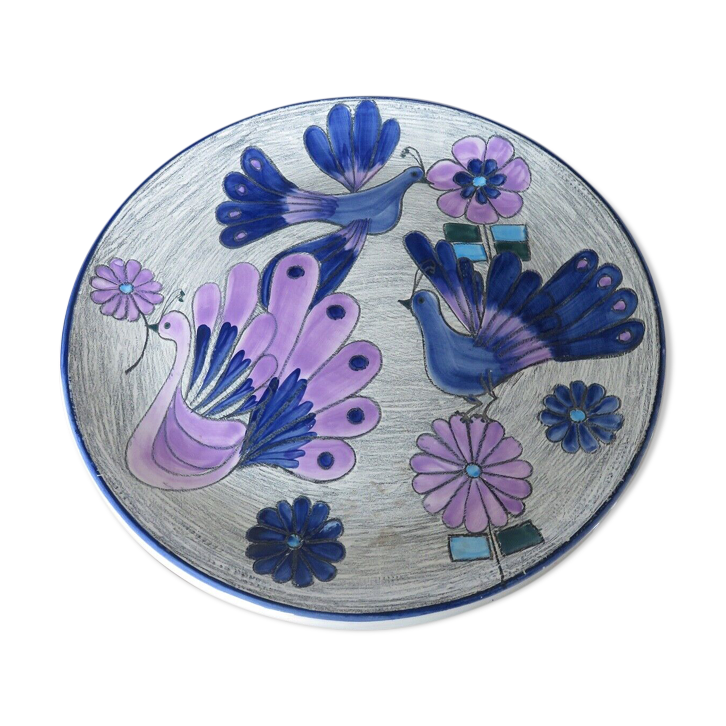 Ceramic decoration dish "peacock" Vega cuenca ecuador