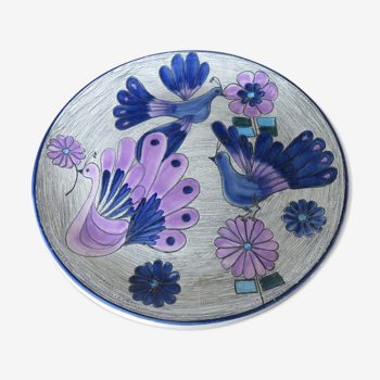 Ceramic decoration dish "peacock" Vega cuenca ecuador