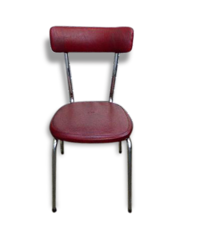 Red leatherette chair with chrome legs, vintage 1960/1970