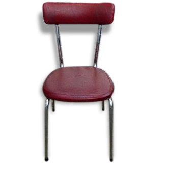 Chair in red leatherette and chrome, vintage 1960/1970 feet