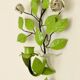 Pair of vintage green metal wall sconces – leaf-shaped