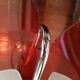 Vintage red space age glass pendant from the 80s