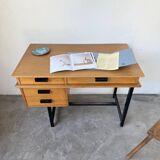 Modernist 50s oak metal desk