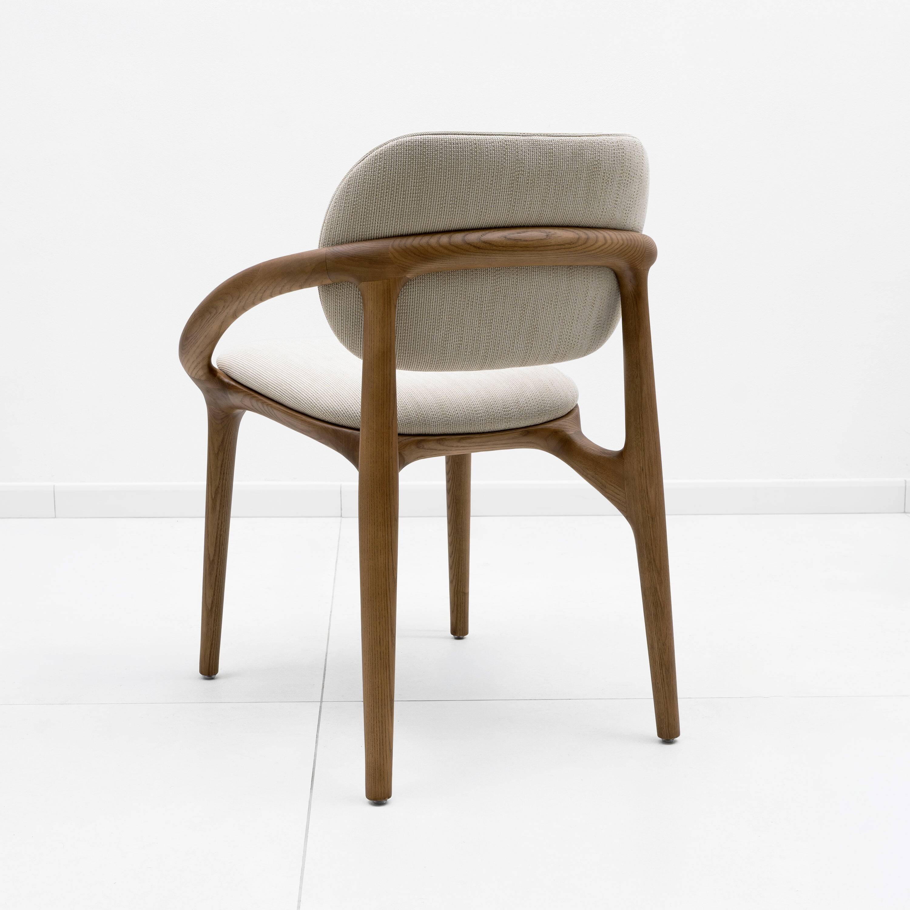 Set of Six Italian Contemporary Dining Chairs with Sculptural Curved Frame