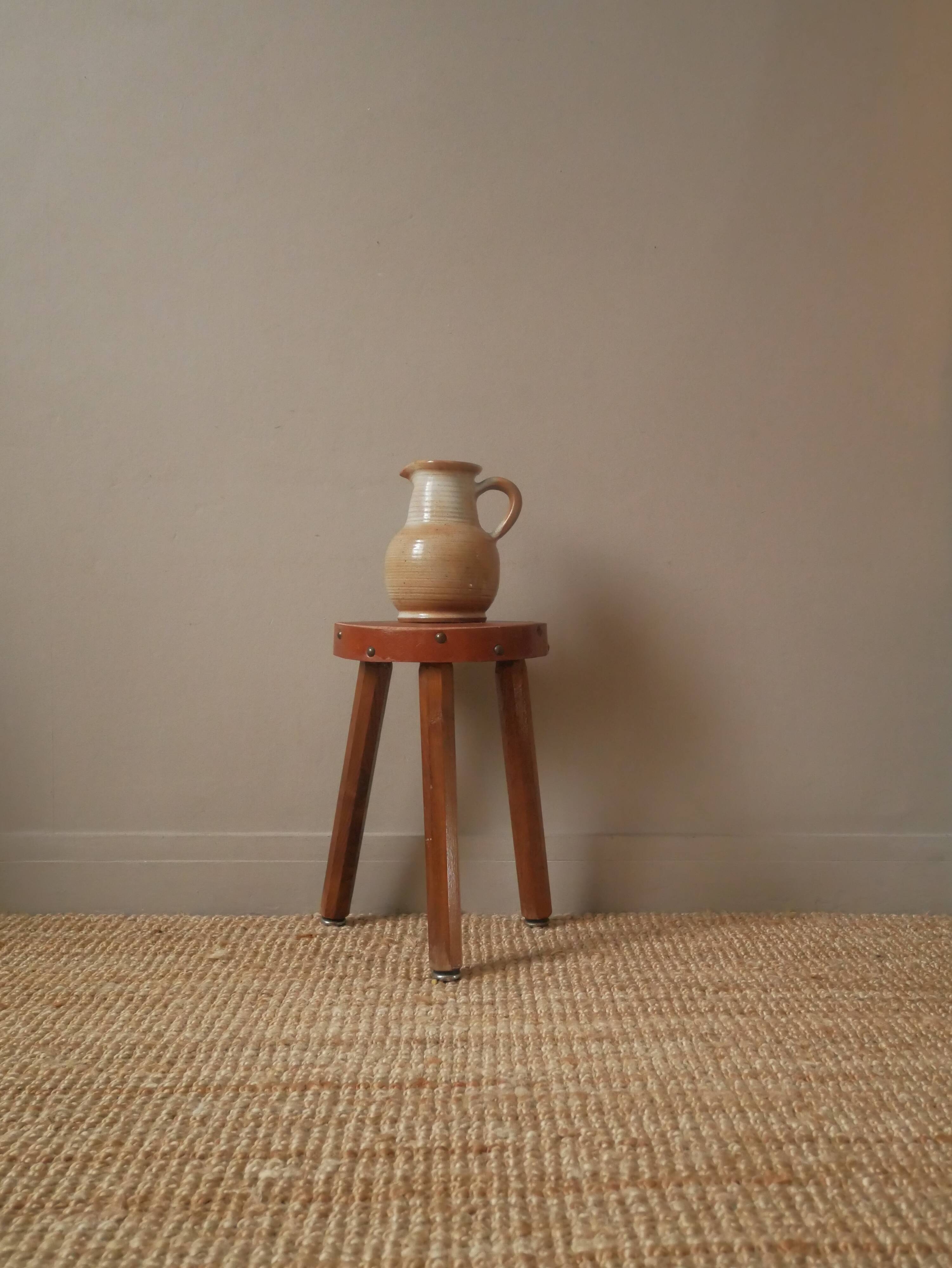 Stoneware pitcher vase with handle Scandinavian country decoration handcrafted vintage ceramic