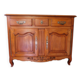 Rustic buffet in Louis XV-Regency style, dovetailed, cherry wood finish, solid wood.