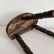 Restored dark wood tripod stool, bobbin leg, elegant furniture.