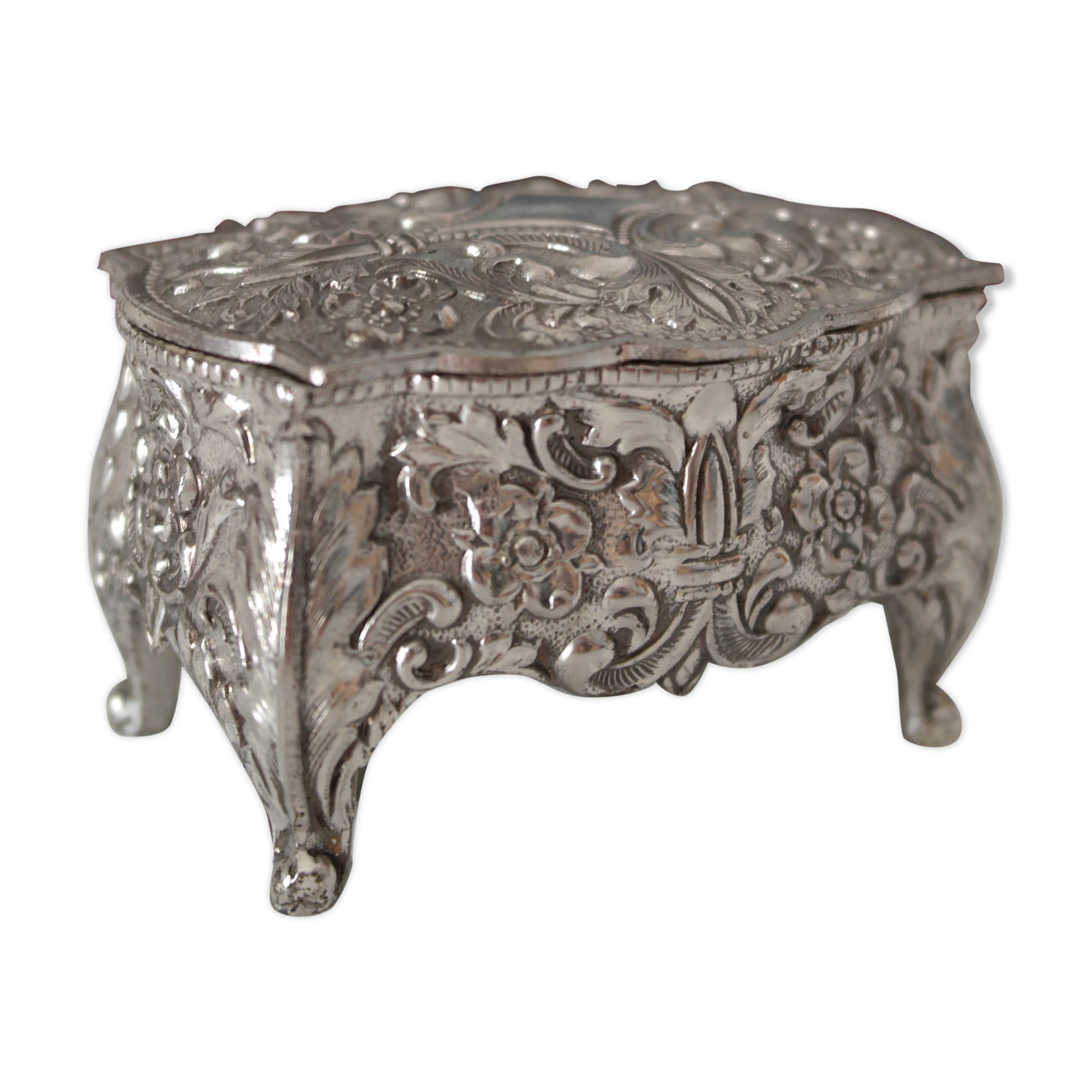 Silver metal box, jewellery box