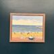 Original Swedish Oil on Canvas – "Day at the Beach" by Mona Starfelt – Signed – Dated 1989 – Framed
