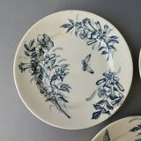 3 ironstone plates Badonviller France, flowers, butterflies