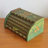 Vintage hand-painted wooden bread box