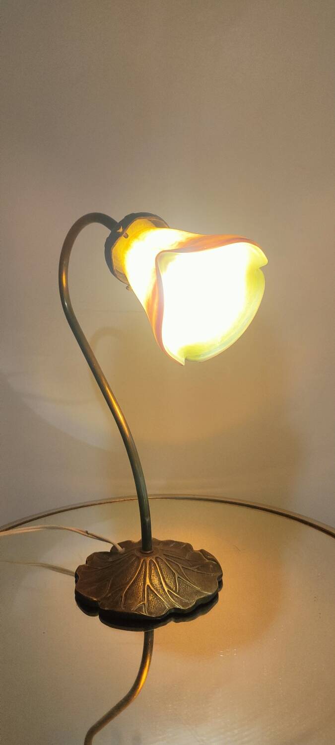 Two art nouveau style tulip lamps signed art de France