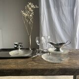 Lot de 6 petites assiettes en forme de feuille en verre vintage Arcoroc Asp