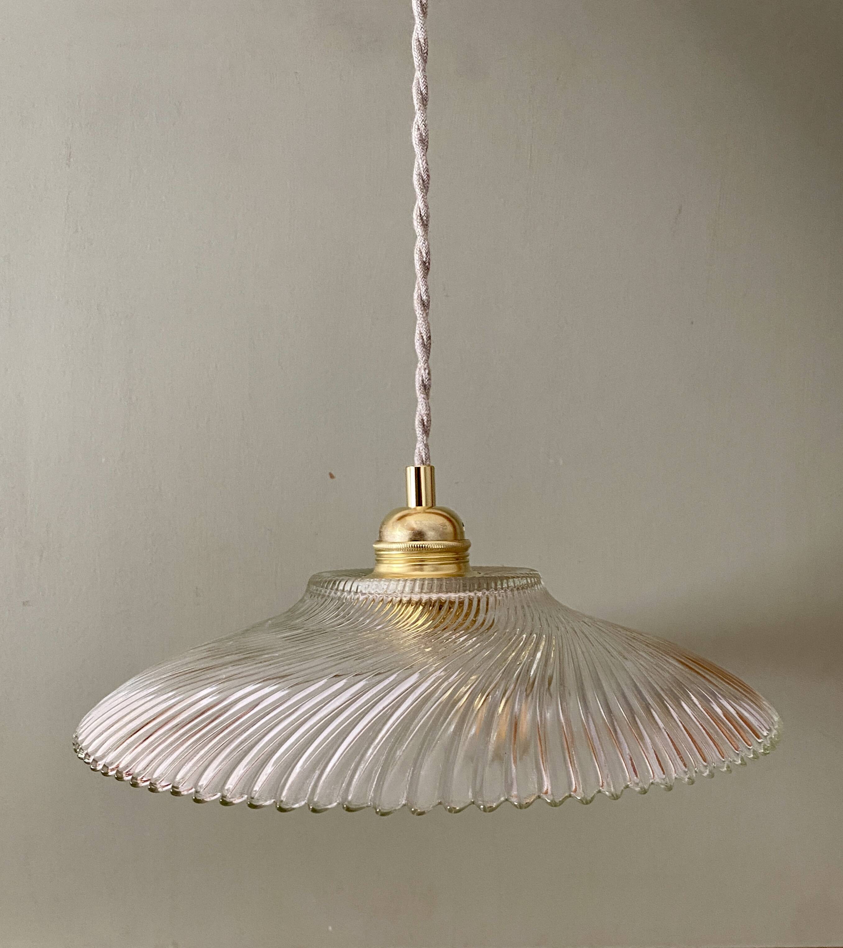 Vintage molded glass lampshade pendant light - tableware collection -