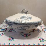 Small Sarreguemines Royat Blue Lotus Soup Tureen