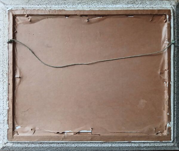 Tableau vintage paysage côtier avec pêcheur solitaire