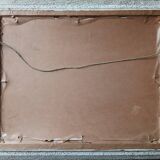 Vintage painting of a coastal landscape with a solitary fisherman.