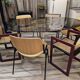 Pascal Mourgue rare set of 3 caned sleigh armchairs in lacquered wood for vintage 80s triconfort