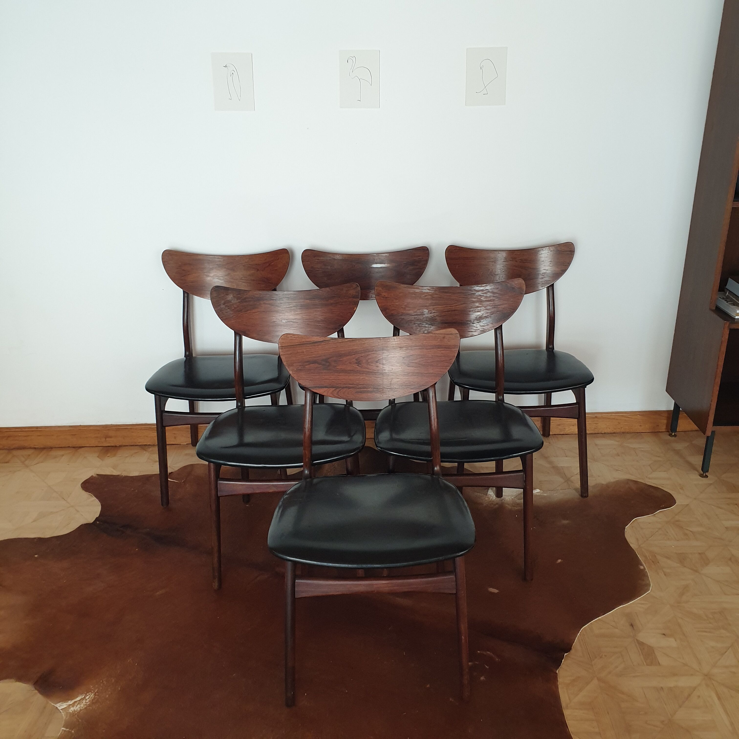 6 chairs in vintage Rio palissandre Denmark 1960 HP HANSEN MØBELINDUSTRI