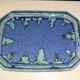 Octagonal top signed Denbac ceramic blue green