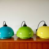 Suspension en opaline jaune mushroom design années 60-70