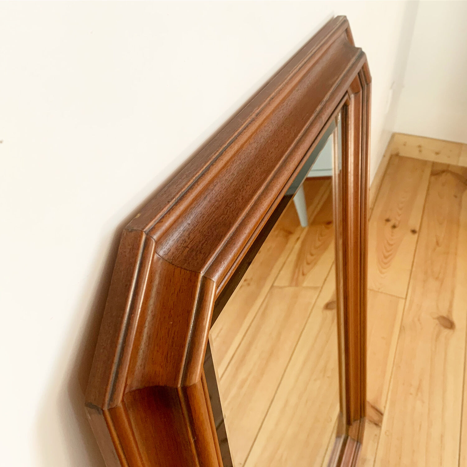Miroir octogonal en bois