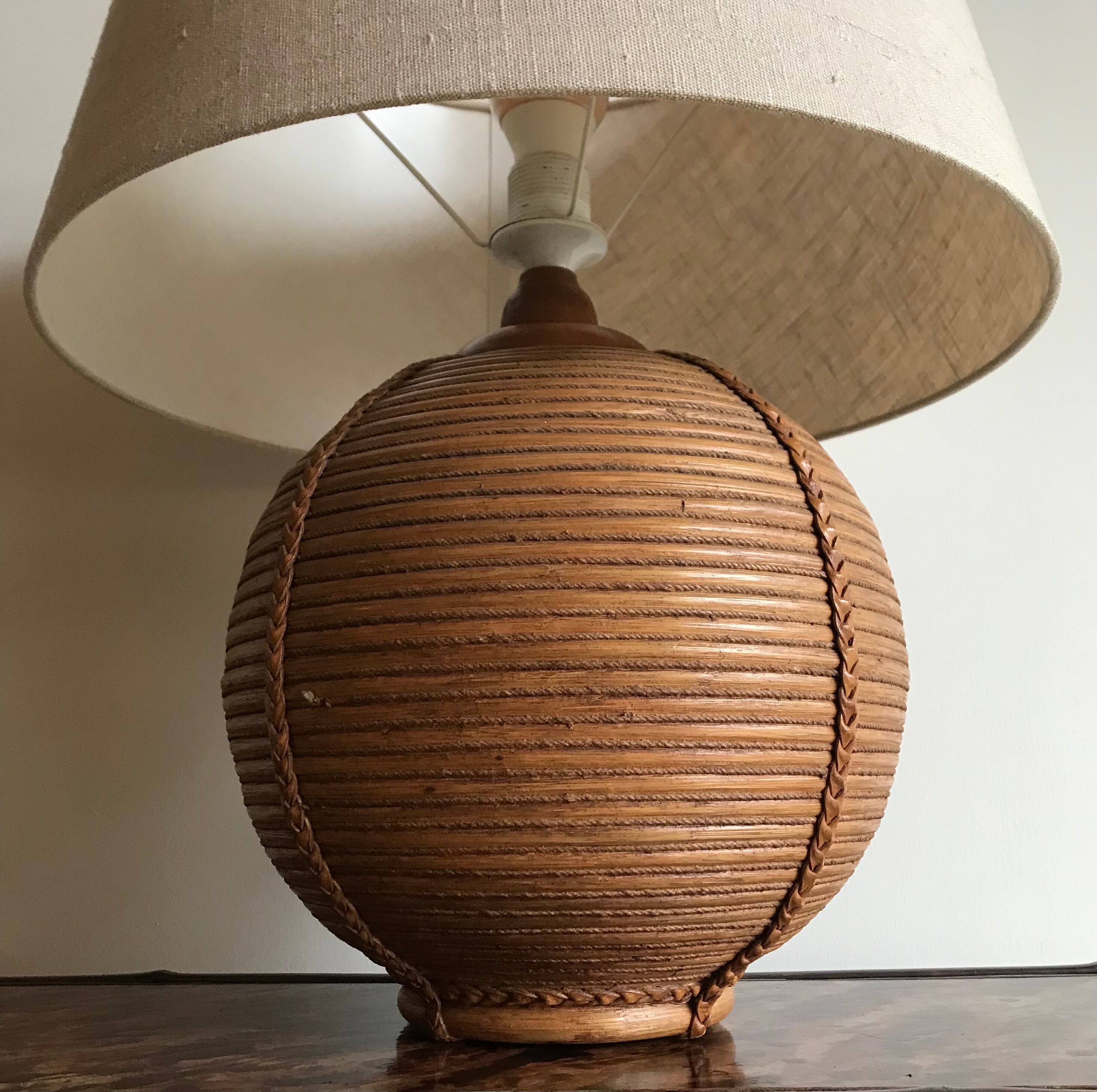 Rattan table lamp Italy 70s
