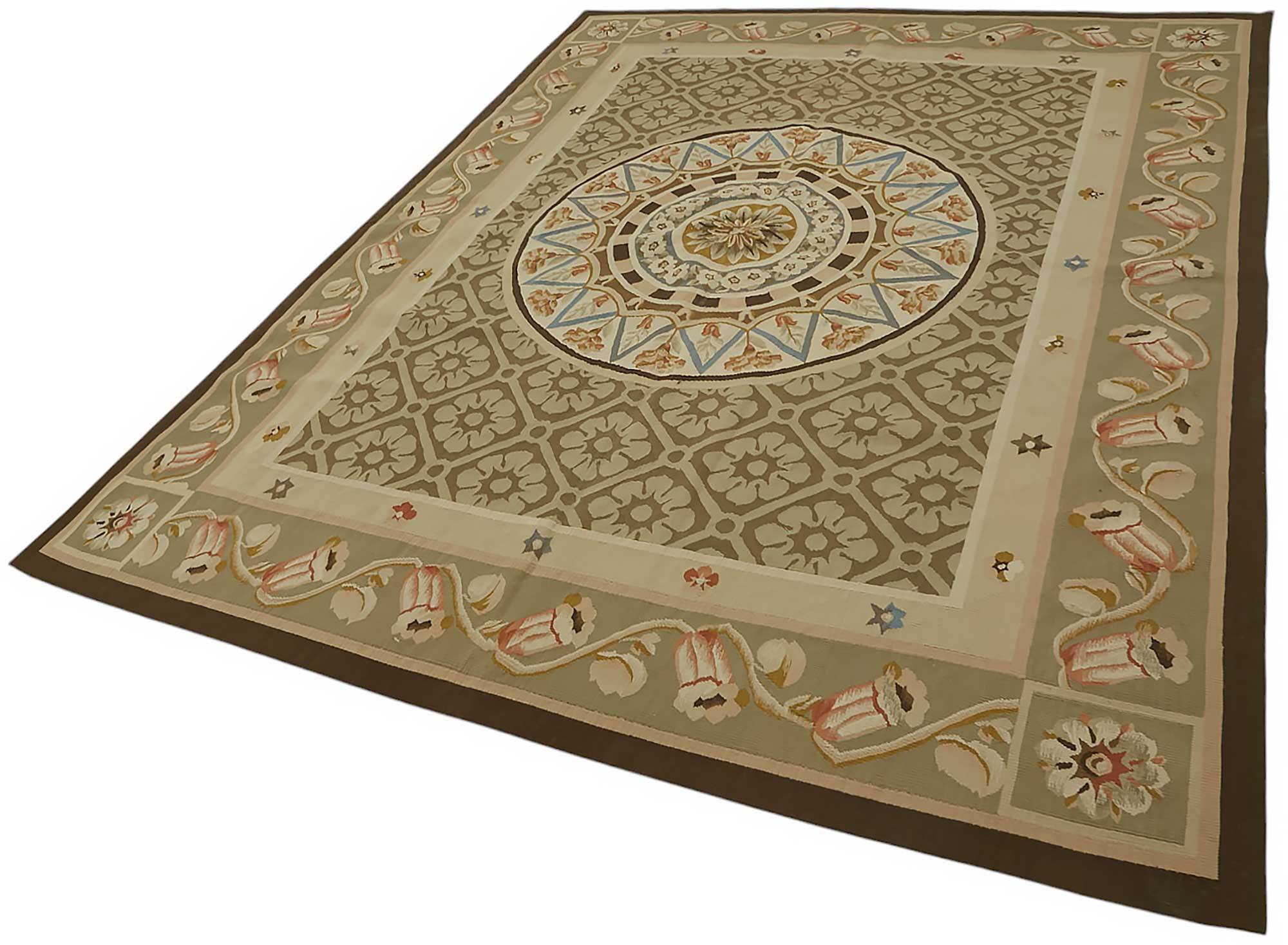 Handmade European Vintage Aubusson Kilim 207 cm x 273 cm
