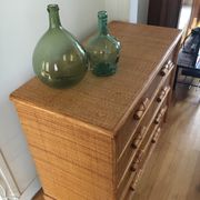 Chest of drawers 4 vintage drawers in 80s patinated rattan in good condition
