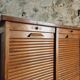 Antique filing cabinet with curtains – 1920s/30s – Beech
