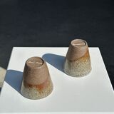 Set of 2 cups in Indonesian ceramic (brown & speckled glazed matte)