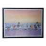 Pastel painting terrace by the sea