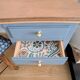 Blue wooden desk ready for its new life.