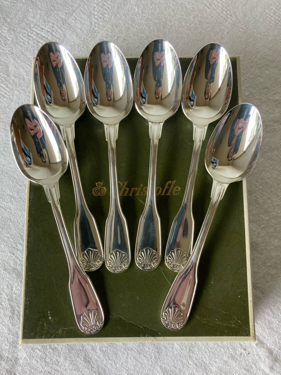 6 small Alfenide/Christofle dessert spoons