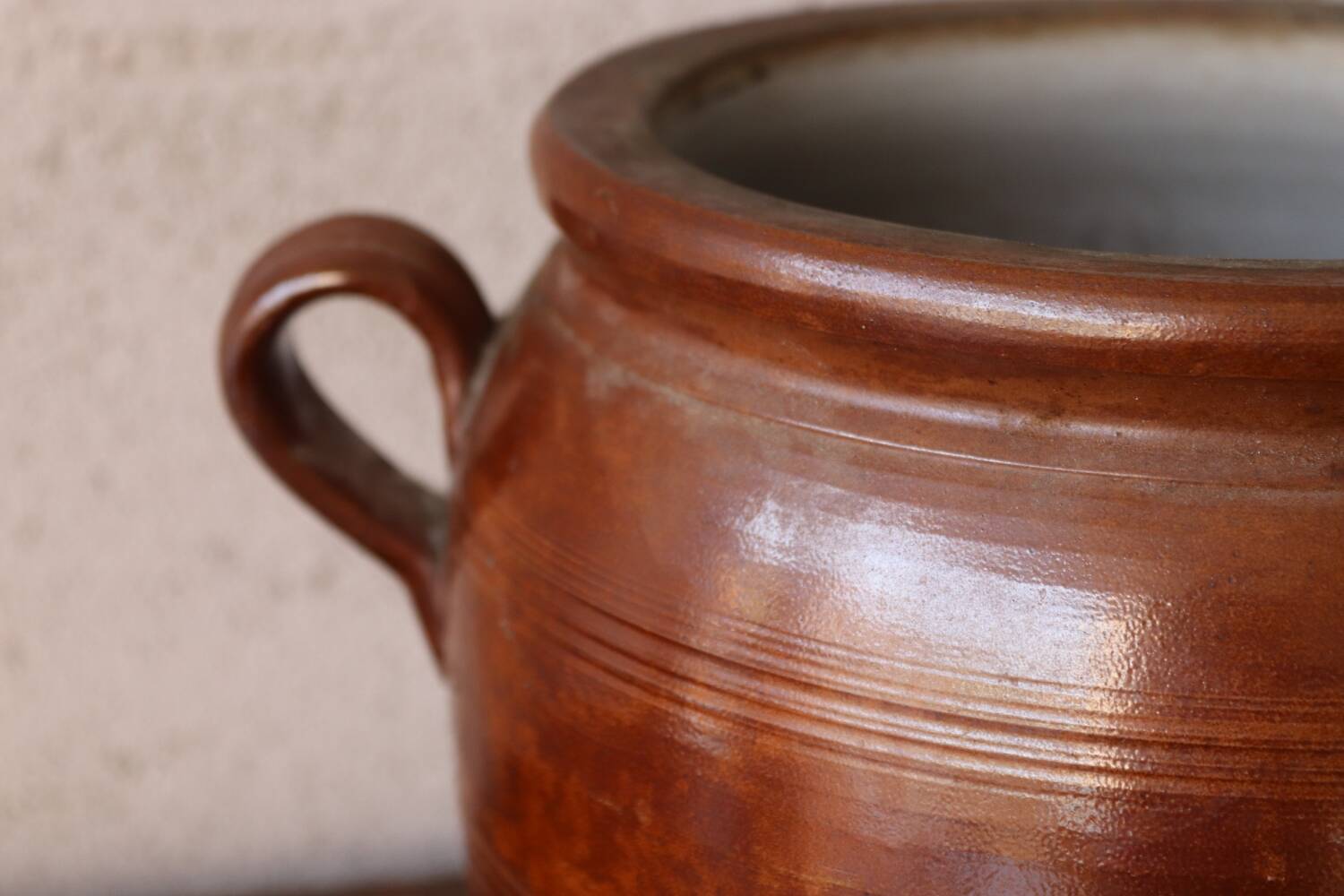 Large antique glazed stoneware pot